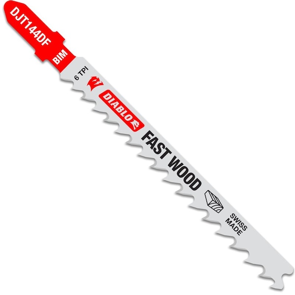 Diablo Diablo 4 in. Bi-Metal T-Shank Fast Wood Jig Saw Blade 6 TPI 5 pk DJT144DF5 - main